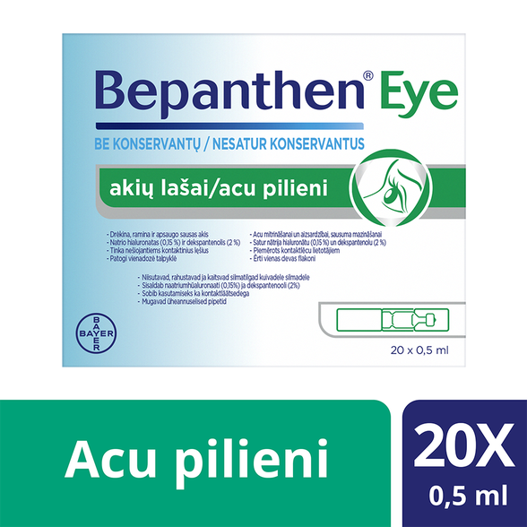 BEPANTHEN Eye 0,5 ml acu pilieni, 20 gab.