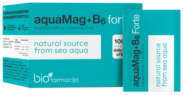 aquaMag+B6 Forte pulveris, 28 gab.
