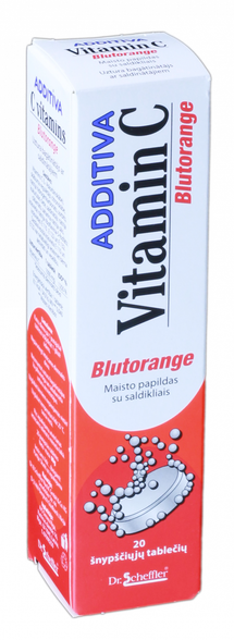 ADDITIVA Vitamin C Blutorange putojošās tabletes, 20 gab.