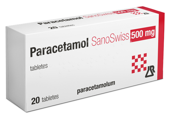 PARACETAMOL SanoSwiss 500 mg tabletes, 20 gab.