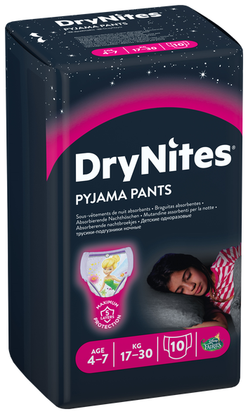 DRY NITES для девочек 4-7 лет подгузники, 10 шт.