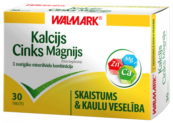 WALMARK   Kalcijs-Cinks-Magnijs tabletes, 30 gab.