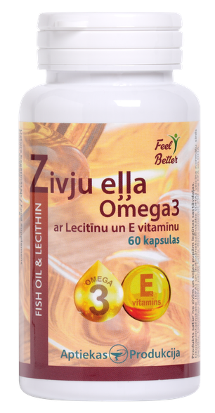 APTIEKAS PRODUKCIJA Fish Oil Omega-3 with Lecithin and Vitamin E capsules, 60 pcs.