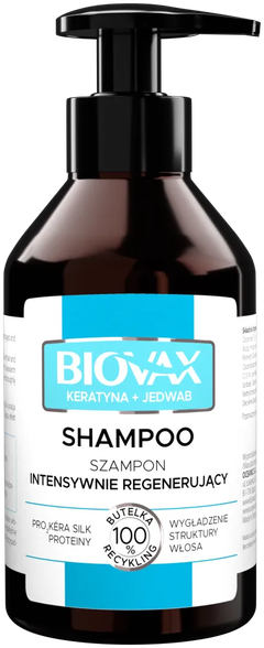 BIOVAX Keratin & Silk atjaunojošs šampūns, 200 ml