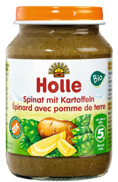 HOLLE Spinach and potato puree, 190 g