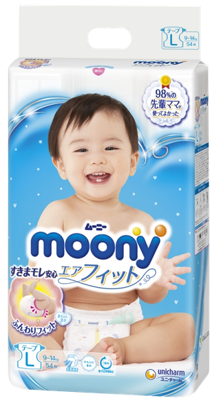 MOONY L  (9-14kg) diapers, 54 pcs.