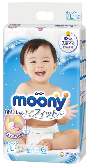 MOONY L  (9-14кг) подгузники, 54 шт.