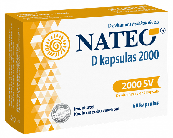 NATEO D 2000 SV kapsulas, 60 gab.