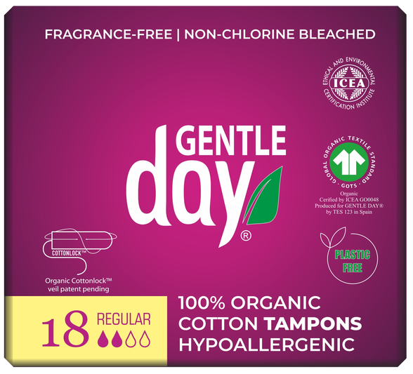 GENTLE DAY Regular Organic Cotton tampons, 18 pcs.