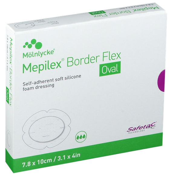 MEPILEX  Border Flex Oval 7.8 x 10 cm перевязочный материал для ран, 5 шт.