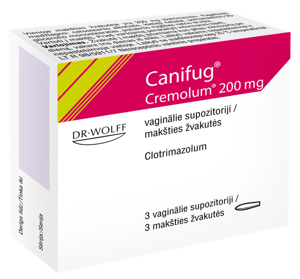 CANIFUG CREMOLUM 200 mg supozitoriji, 3 gab.