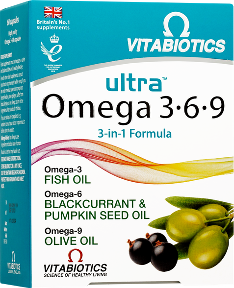 VITABIOTICS Ultra Omega 3-6-9 kapsulas, 60 gab.