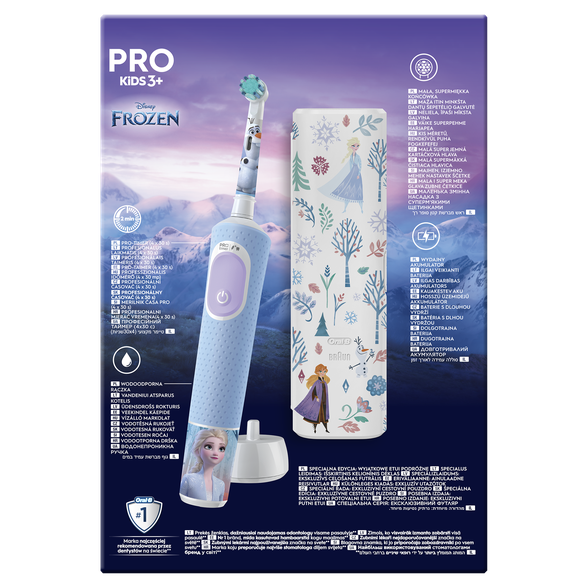 ORAL-B Pro Kids Frozen ar ceļojumu futrāli elektriskā zobu birste, 1 gab.