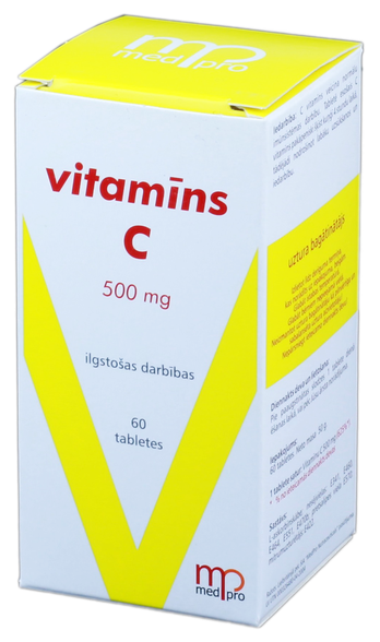 C VITAMĪNS 500 mg tabletes, 60 gab.