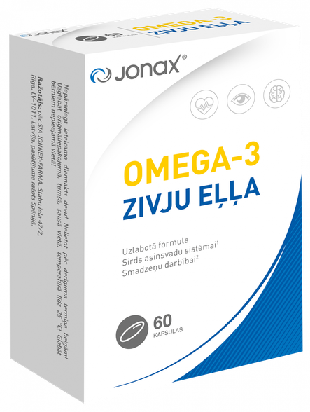JONAX Omega-3 zivju eļļa kapsulas, 60 gab.