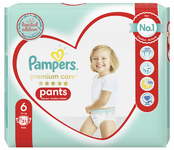 PAMPERS Premium Care 6 (15+ kg) nappy pants , 31 pcs.