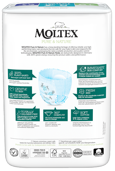MOLTEX Eco Pure & Nature 5 Junior (9-14 kg) biksītes, 20 gab.
