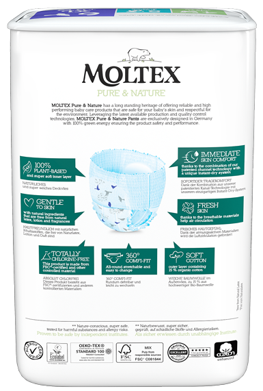 MOLTEX Eco Pure & Nature 6 XL (14 kg +) biksītes, 18 gab.