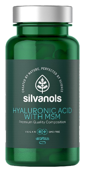 SILVANOLS Premium Hyaluronic Acid with Msm kapsulas, 120 gab.