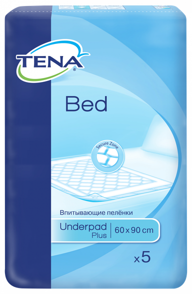 TENA Bed Secure Zone Plus 60 x 90 cm absorbējošie palagi, 5 gab.