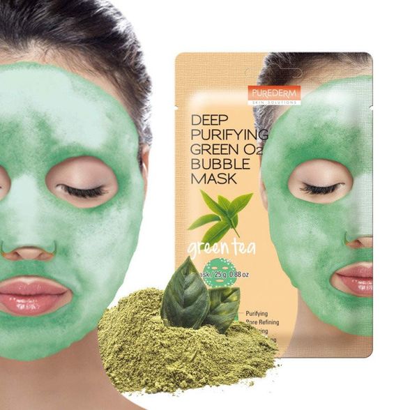 PUREDERM Deep Purifuing Green O2 Bubble facial mask, 1 pcs.