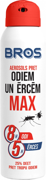 BROS MAX aerosols līdzeklis pret odiem un ērcēm, 90 ml