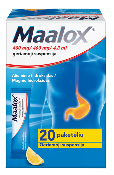 MAALOX 460 mg/400 mg/4,3 ml suspension, 20 pcs.