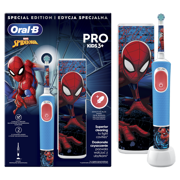 ORAL-B Pro Kids Spiderman with travel case electric toothbrush, 1 pcs.