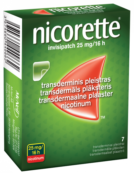 NICORETTE   Invisipatch 25 mg/16 h plāksteris, 7 gab.