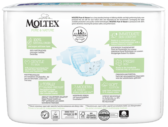 MOLTEX Eco Pure & Nature 2 Mini (3-6 кг) подгузники, 38 шт.