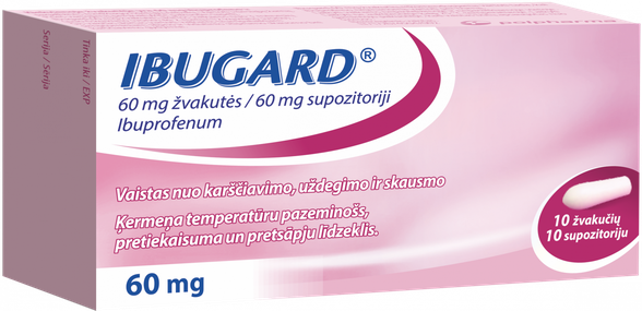 IBUGARD 60 mg supozitoriji, 10 gab.
