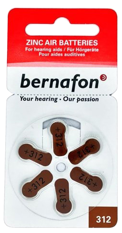 BERNAFON Nr.312 hearing aid batteries, 6 pcs.