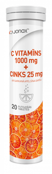 Jonax C Vitamīns 1000 mg+CINKS 25 mg putojošās tabletes, 20 gab.