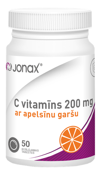 JONAX C Vitamīns 200 mg košļājamās tabletes, 50 gab.