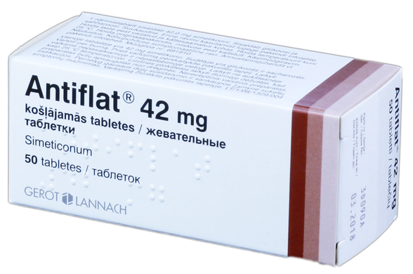 ANTIFLAT 42 mg košļājamās tabletes, 50 gab.