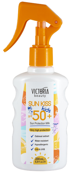 VICTORIA BEAUTY Sun Kiss Kids SPF50+ Milk saules aizsarglīdzeklis, 200 ml