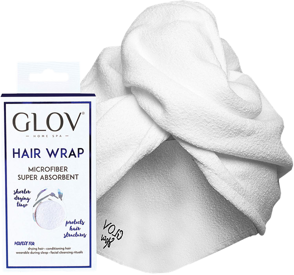 GLOV Hair Wrap White mikrošķiedras dvielis matiem, 1 gab.