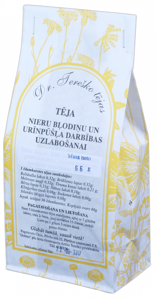 DR.TEREŠKO Nieru Bļodiņu un Urīnpūšļa Darbības Uzlabošanai beramā tēja, 66 g