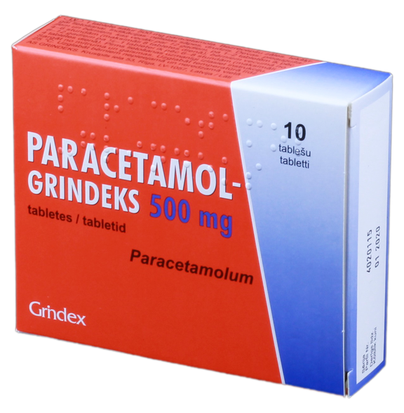 PARACETAMOL GRINDEKS 500 mg tabletes, 10 gab.