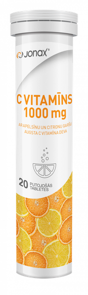 JONAX C Vitamīns 1000 mg putojošās tabletes, 20 gab.