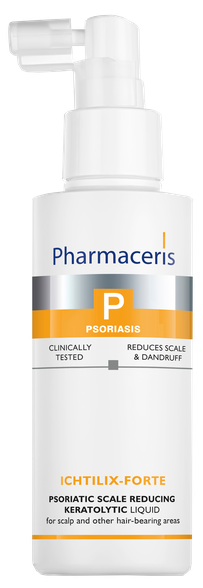 PHARMACERIS P Psoriasis Ichtilix-Forte Keratolytic Liquid Psoriatic Scale Reducing šķīdums, 125 ml