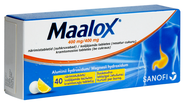 MAALOX 400 mg košļājamās tabletes, 40 gab.