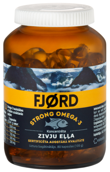 FJORD STRONG Omega-3 zivju eļļa kapsulas, 80 gab.