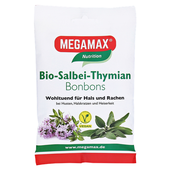 MEGAMAX   Bio-Salbei-Thymian леденцы, 50 г