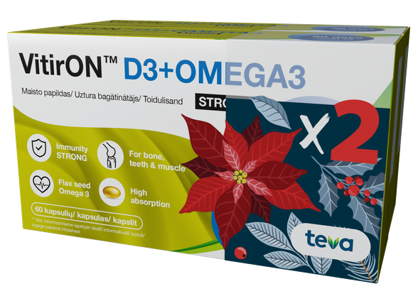 VITIRON D3 Omega 3 4000 IU Srong (1+1) kapsulas, 60 gab.