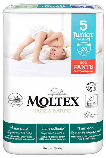 MOLTEX Eco Pure & Nature 5 Junior (9-14 kg) biksītes, 20 gab.