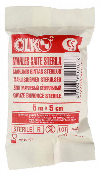 OLKO  стерильный, 5см х 5м бинт марлевый, 1 шт.
