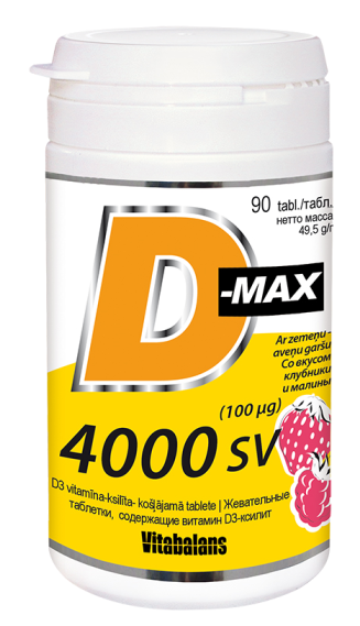 D-Max 4000 SV (100 µg) košļājamās tabletes, 90 gab.