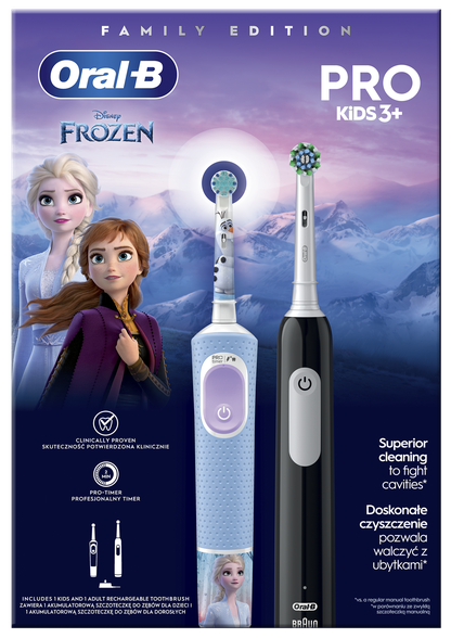 ORAL-B Vitality PRO + Frozen Pro Kids 3+ электрическая зубная щетка, 2 шт.