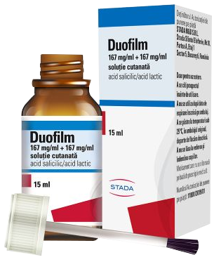 DUOFILM 167 mg/150 mg/g šķīdums, 15 ml